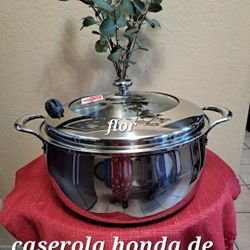 CACEROLA HONDA DE 18 QT DE ACERO INOXIDABLE 5-PLY VIDA SANA PRINCESS HOUSE ⚘️🌷