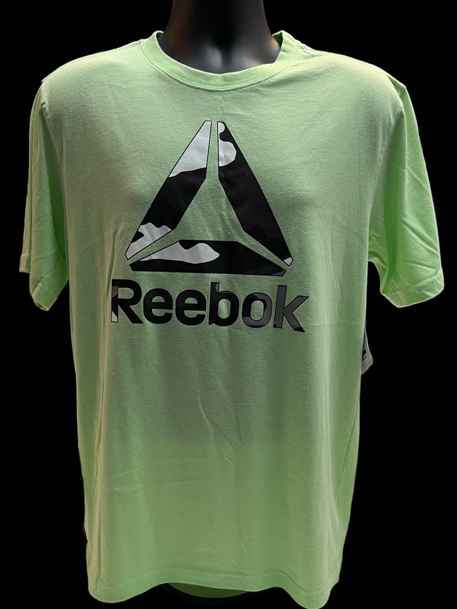 Reebok Active Short Sleeve Camo Delta Logo Light Green Tee Shirt