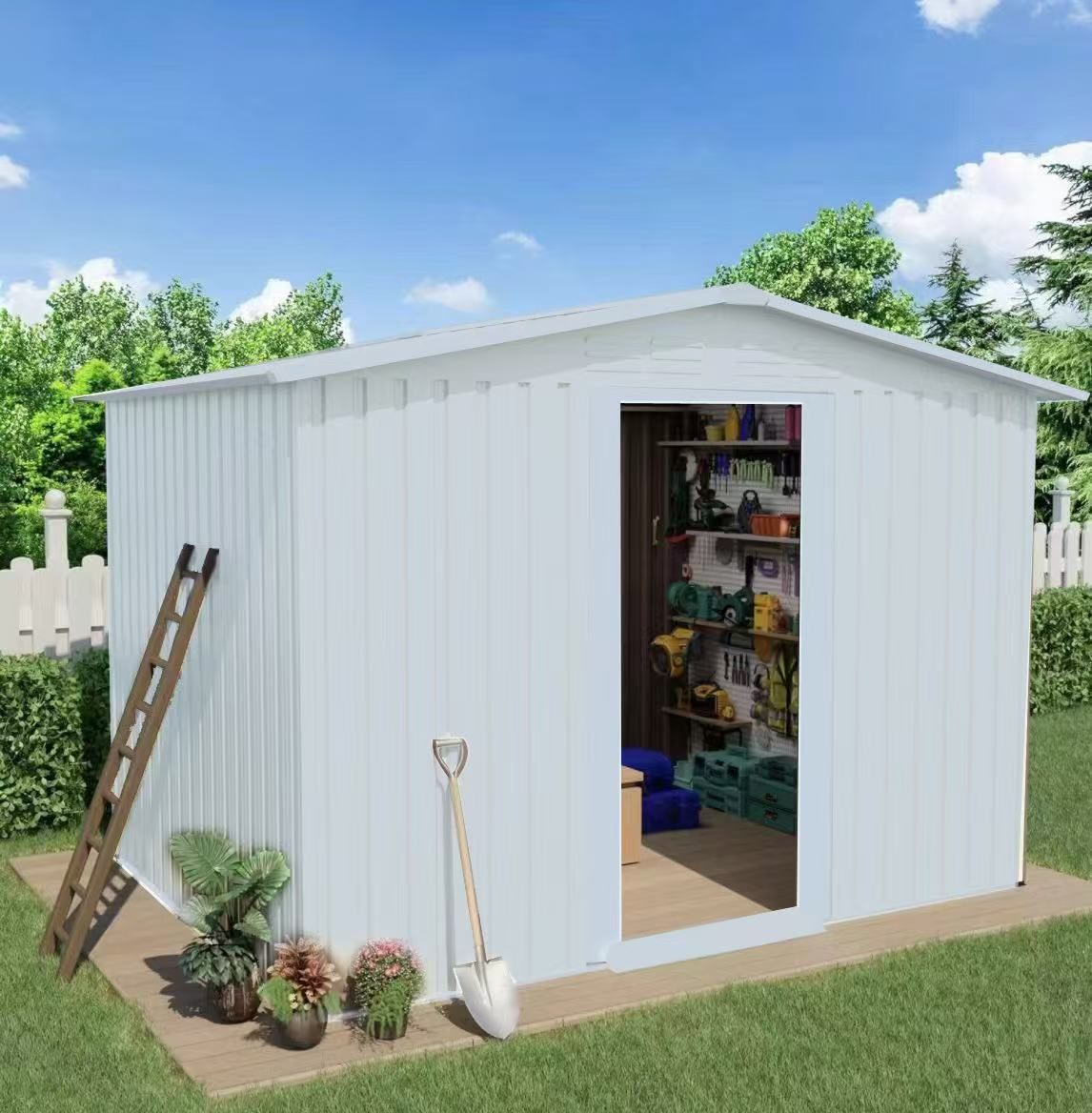 10X8FT Outdoor Storage Shed Outdoor Galvanized Metal Tool Shed with Vents & Sliding Door, Waterproof Garden Shed for Patio,Lawn,Backyard to Store Bike