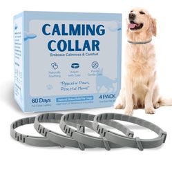 Calming Collar for Dogs, Pheromones Anxiety and Stress Relief Collars (4 Pack), 60-Day Effectiveness Each, Adjustable to Fit All Dogs, Ideal for Noise