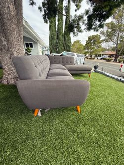 Mid-Century Modern Gray Sectional Sofa