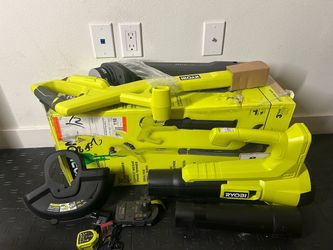 RYOBI ONE+ 18V Cordless String Trimmer/Edger and Blower/ Sweeper Combo Kit (2-Tools) with 2.0 Ah Battery and Charger