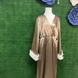 Vintage Style Bronze Robe With Tulle Ruffle Sleeves Size XL