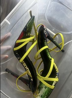 Colorful snakeskin heels