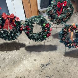 Assortment Of Xmas Cemetery Wreaths