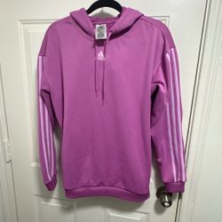 Adidas purple hoodie with white stripes