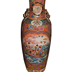 New 36" Asian Oriental Double Scene Geisha Women ON Water Scene & Colorful Flowers with Butterflies and Pond Scene Floor