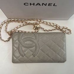 Chanel Cambon Wallet Bone White with Added Chain Bag