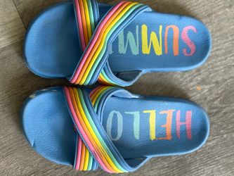 Kids Rainbow Slide Sandals Hello Summer