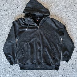 “ELEMENT” Skateboard Hoodie. Black Zip-Up AOP. Full Front Back Graphics. Size XL