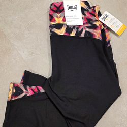 Everlast Black Leggings with Vibrant Chevron Waistband And Ankle Size Small