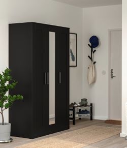 Wardrobe with three doors, black
