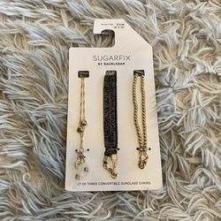 Sugarfix By BaubleBar Set of 3 Convertible Sunglasses Chains Gold & Black NWT
