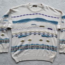 KNOSSO’S Long-Sleeve Multi-color Cotton Blend Sweater – ITALY – EU 50 or M