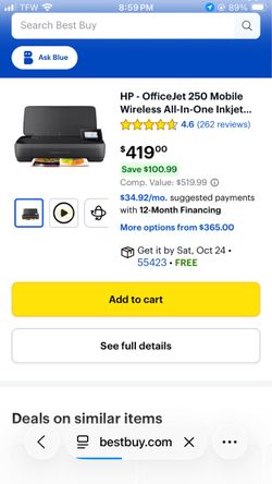 HP OfficeJet 250 Inkjet Mobile Printer | Wireless | All-in-One