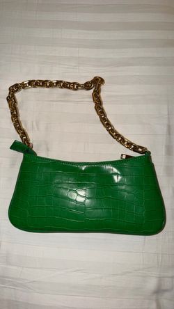 Zara green croc bag with gold chain