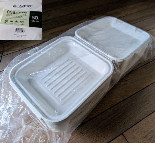 party paper to-go takeout hinged compostable containers