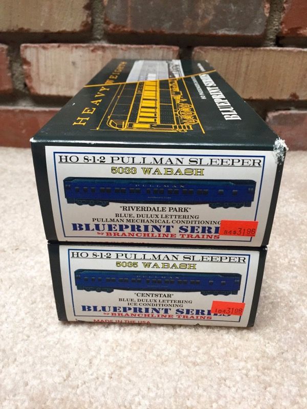 Branchline Trains Blueprint Series -- two HO scale Wabash Pullman sleepers