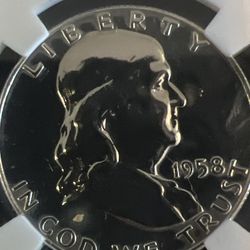 1958 Franklin Half Dollar about PR70 