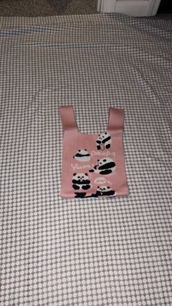 Pink Panda "Yum!" Knit Mini Tote