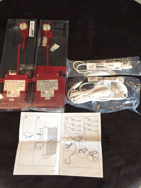 (2) IKEA Red GRUNDTAL Mounted Shelf Lights