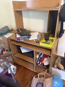 Computer Desk With Sliding Shelves For Keyboard And Printer