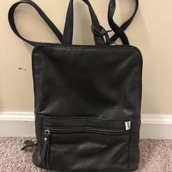 Genuine Leather Tano Top Handle Backpack (Black)