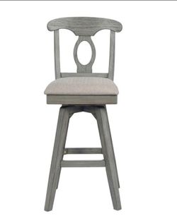 Set of 2 new Gray Wood Bar Stool Upholstered Seat