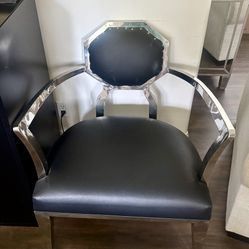 Two Metal & LeTher Chair Matching Set 