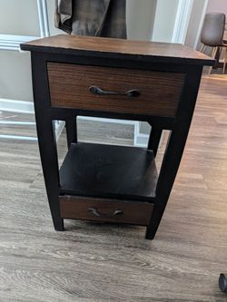Two-Drawer Wood Nightstand Side Table