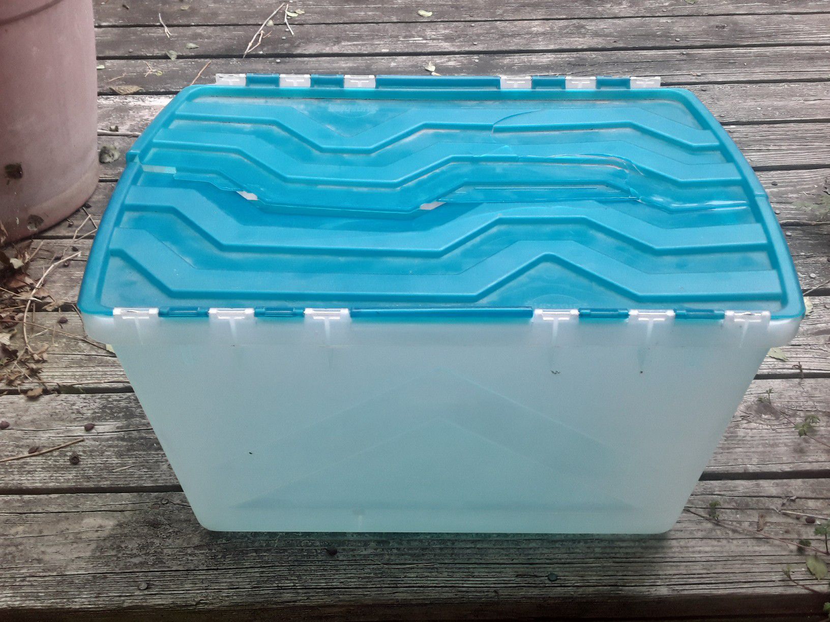 Plastic Storage Container with Attached Lids, 15 Gal