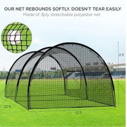 Baseball Batting Cage Net Batting Cages for Backyard Portable Pop Up Cage for Baseball and Softball with Pitching Machine Hole and Detachable Door