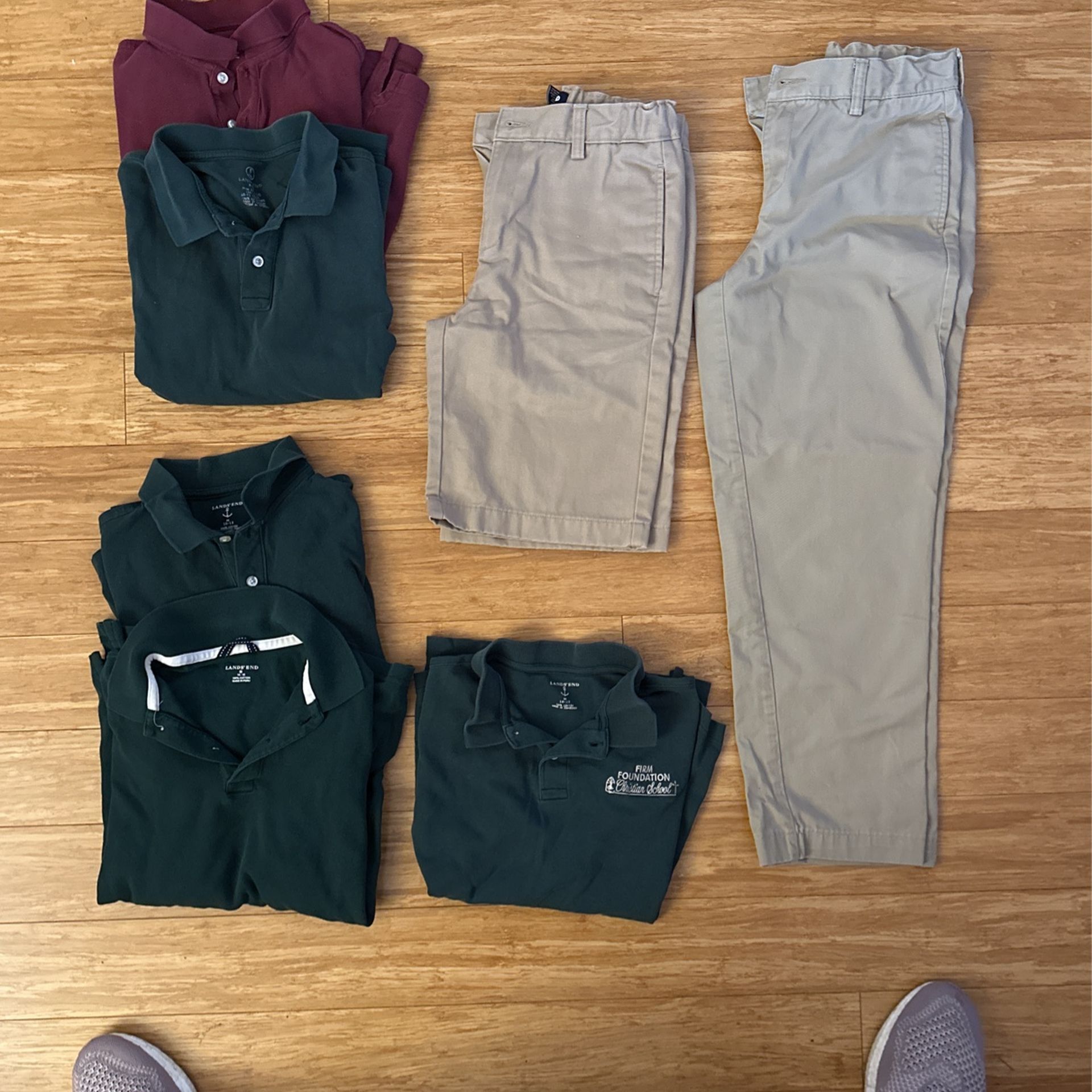 Land End Size 12 Uniform Pants, Shorts, And Shirts $5 Each