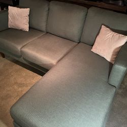 Green Couch with Chaise! Free Delivery