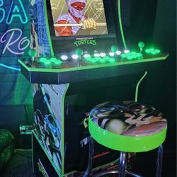Retro TMNT Arcade1up Cabinet With Over 15,000 Video Games and Matching Stool