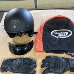 Motorcycle Helmet And Riding Gloves 