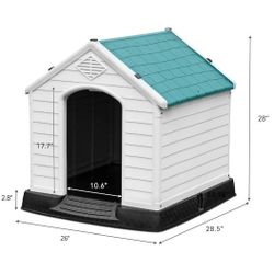 Plastic Dog House Outdoor Indoor Doghouse Puppy Shelter Water Resistant 28.5'' Large Plastic Dog House Outdoor Indoor Doghouse Puppy Shelter