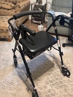 Black Rollator Walker with Seat and Basket