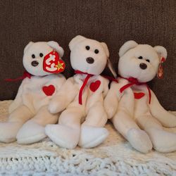 3 Rare Valentino Beanie Babies- PVC Pellets 