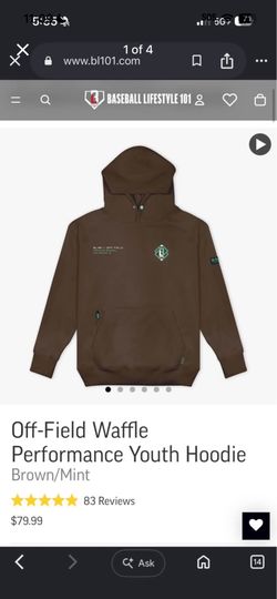 Off-Field Waffle Performance Youth Hoodie Brown/Mint