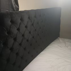 Black Wrapped Kind Size Bed Frame