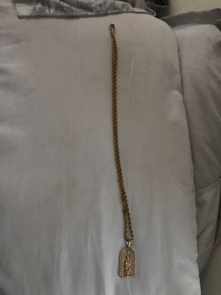 Gold plated rosemary pendant and rope chain