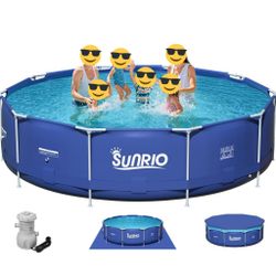 Sunrio Swimming Pool Metal Frame +Pump/Filter/Cover