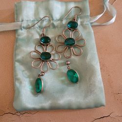 Blue Tourmaline 925 Sterling Silver Flower Earrings