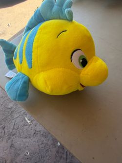 Official Stamped Disney Store Flounder 10" Plush The Little Mermaid DisneyLand