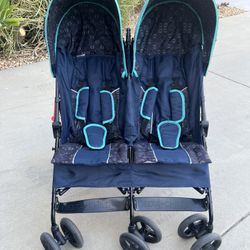 Delta Children LX Side by Side Double Stroller - with Recline, Storage & Compact Fold, Night Sky