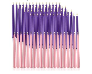 Patelai 80 Pcs Christmas Advent Candle Set Taper Candles 10 Inch Purple and Pink Christmas Candles Candlesticks for Wedding Advent Home Church Holiday