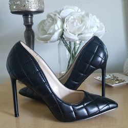 SEXY Anne Michelle High Heels Black Stilettos Shoes Size 8
