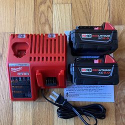 Milwaukee M18 XC5.0Ah battery ( 2-pack) And M18/M12 Charger Kit (New) 
