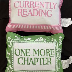 Reading-Themed Decorative Throw Pillows – “Currently Reading” & “One More Chapter”